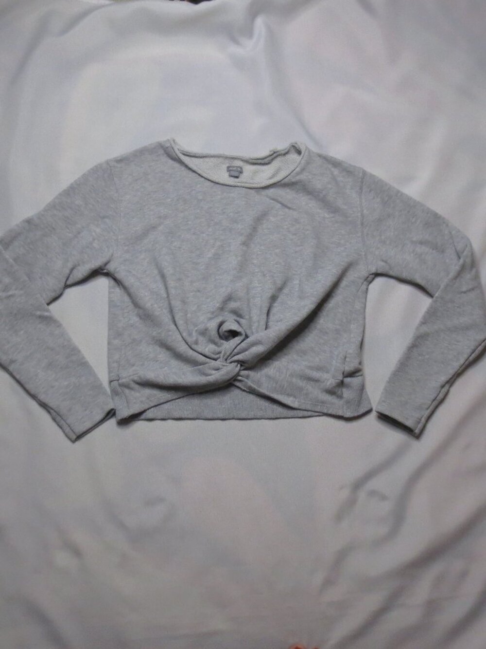 AERIE womens SWEATSHIRT gray CROPPED twist WORKOUT gym SIZE M
